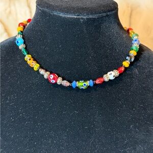 Art Glass Bead Necklace - Multicolor